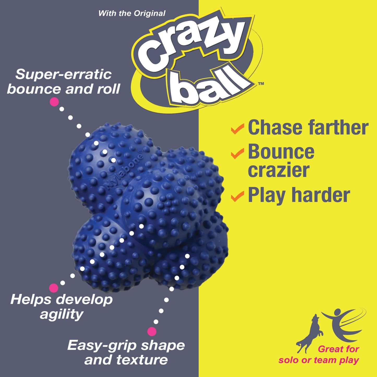 Power Play Crazy-Ball Dog Toy, Dog Balls, Interactive Dog Toys, Large