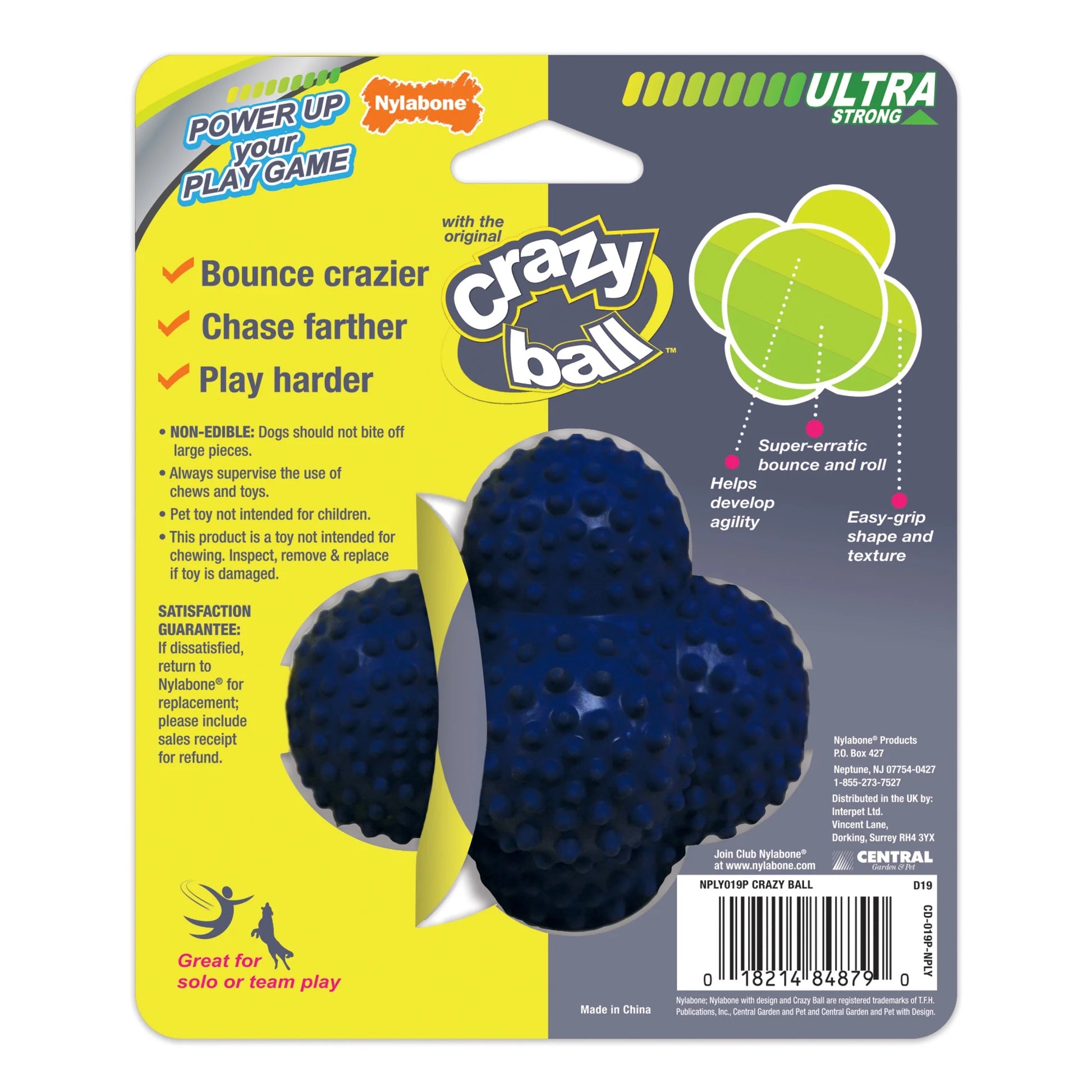 Power Play Crazy-Ball Dog Toy, Dog Balls, Interactive Dog Toys, Large