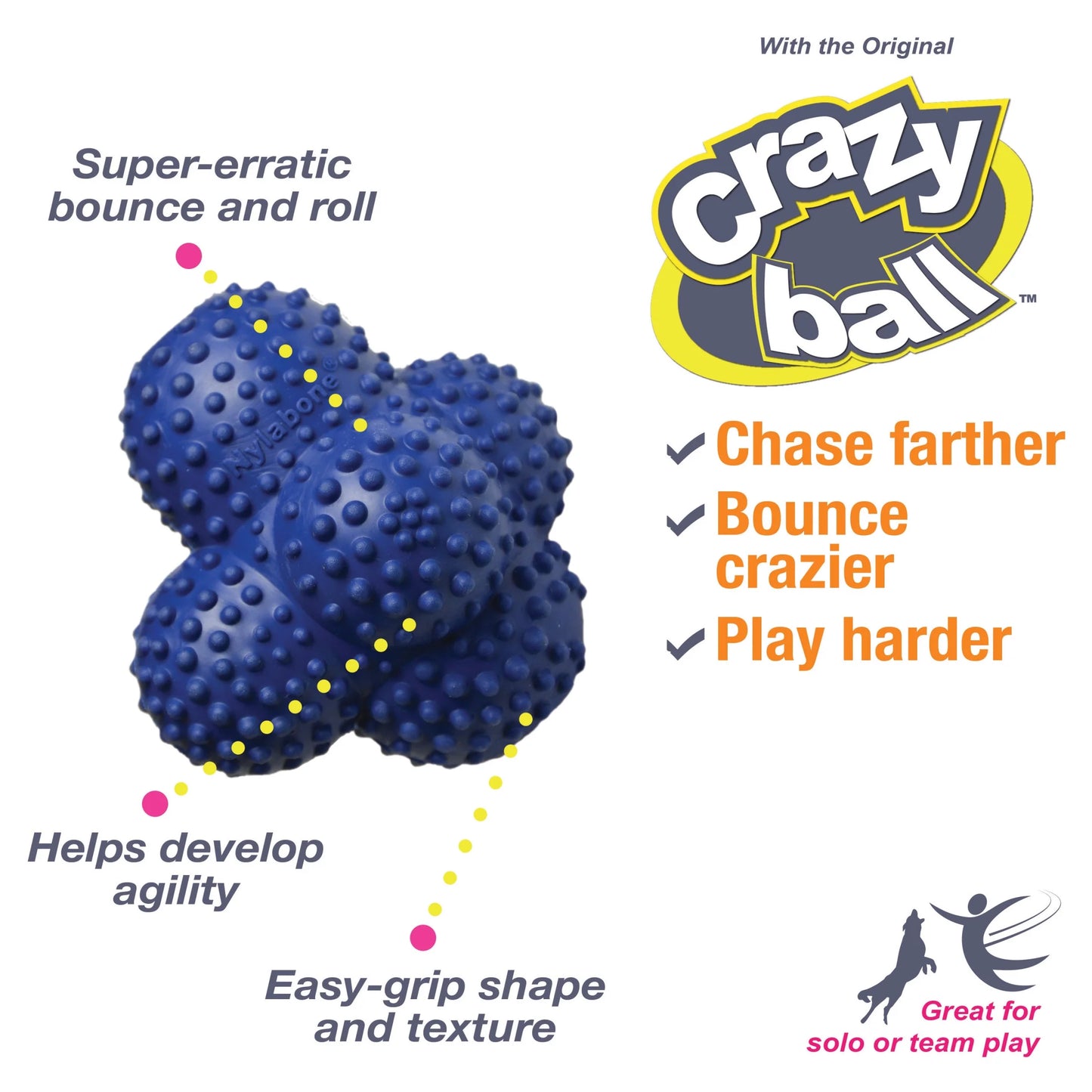Power Play Crazy-Ball Dog Toy, Dog Balls, Interactive Dog Toys, Large